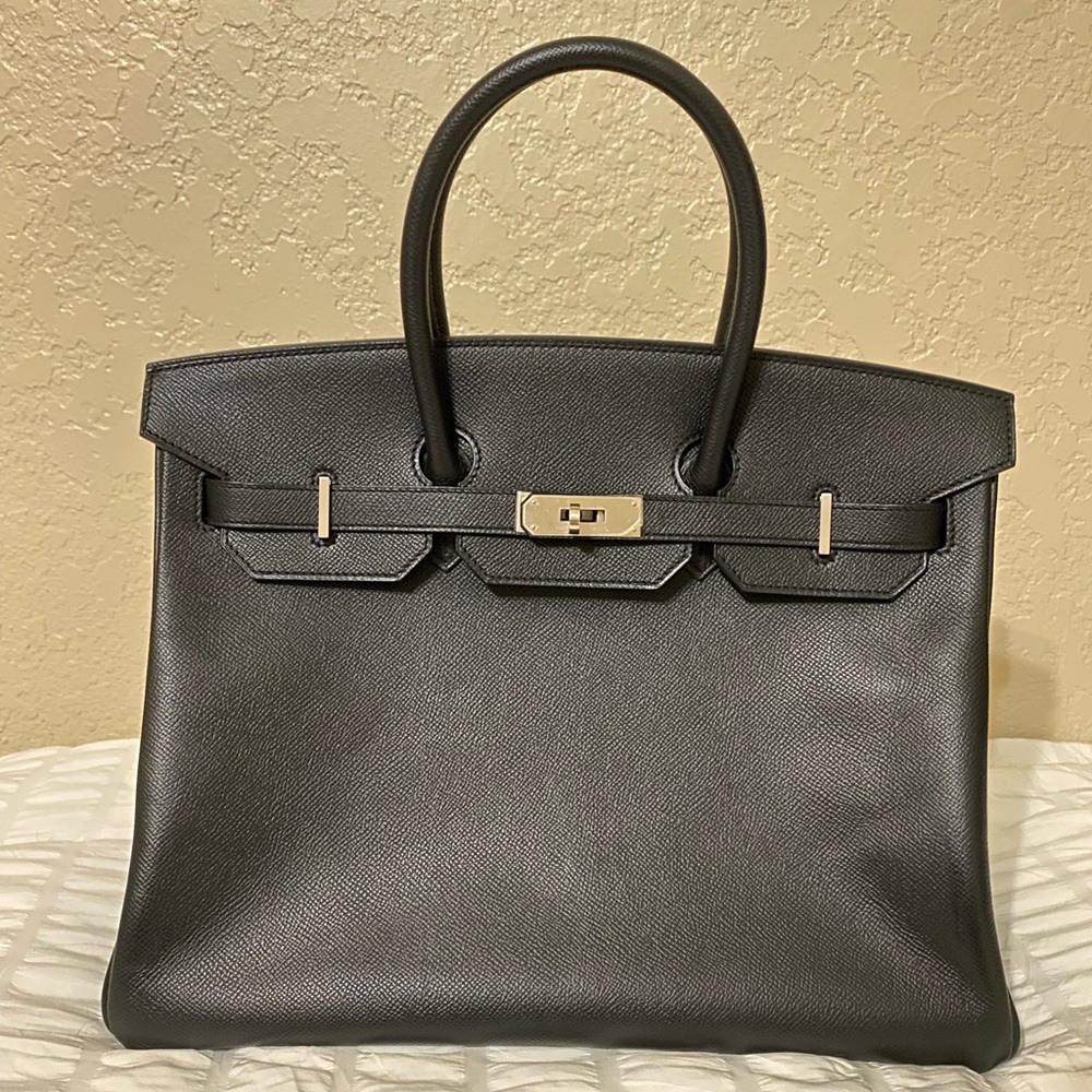HP🎉RARE HERMÈS BIRKIN BRUSHED PALLADIUM HW EPSOM BLACK LEATHER 35 cm - Picture 3 of 16